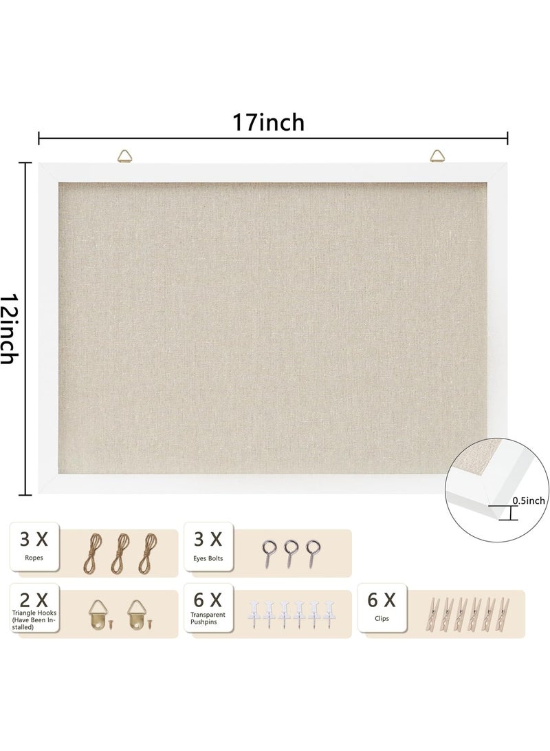 Cork Board with Linen White,Bulletin Board 30 cm x 40 cm Hanging Corkboards for Office Home School Message Board or Vision Board Decoration - Image 2